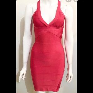 Bebe sexy coral bandage bodycon dress xs